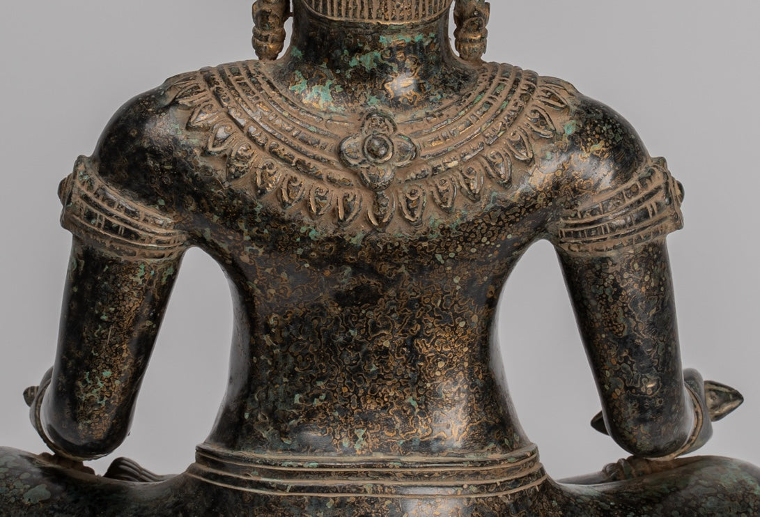 Buddha Statue - Antique Khmer Style Bronze Varada or Charity Angkor Wat Buddha Statue - 55cm/22"