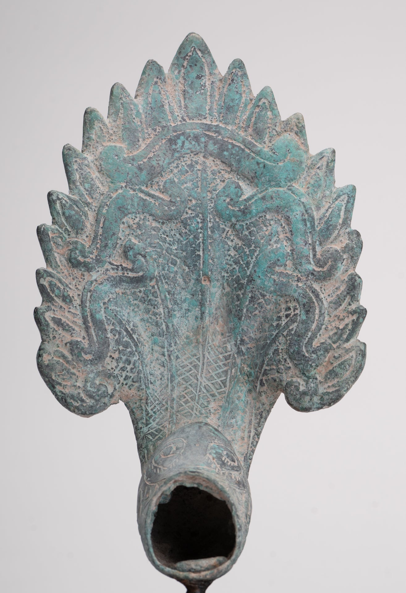 Naga Statue - Antique Khmer Style Bronze Protective Naga, Snake or Serpent Statue - 27cm/11"