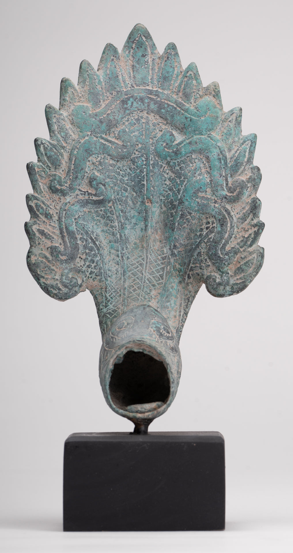 Naga Statue - Antique Khmer Style Bronze Protective Naga, Snake or Serpent Statue - 27cm/11"