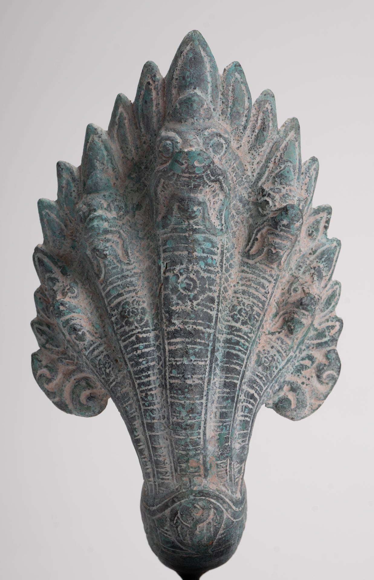 Naga Statue - Antique Khmer Style Bronze Protective Naga, Snake or Serpent Statue - 27cm/11"