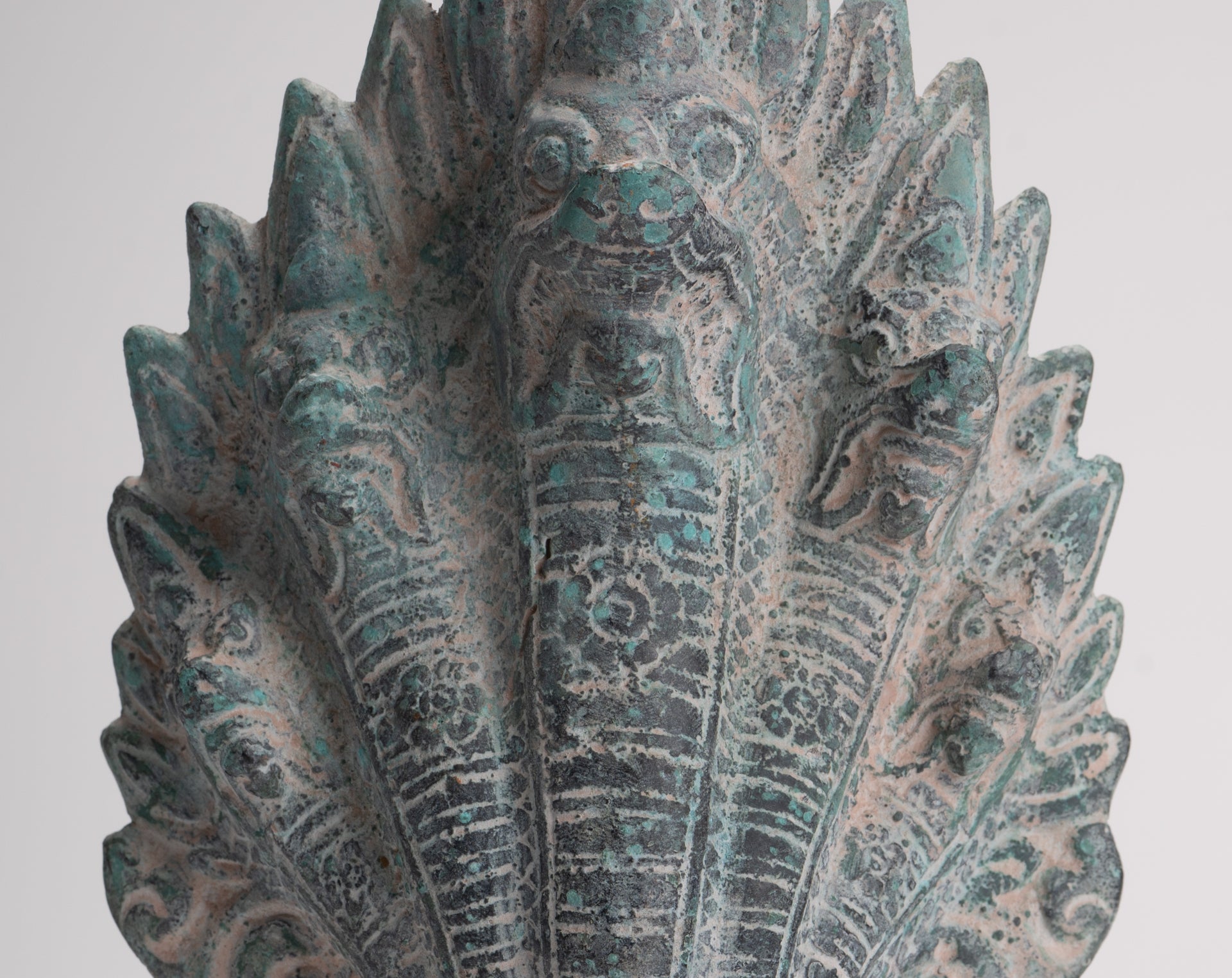 Naga Statue - Antique Khmer Style Bronze Protective Naga, Snake or Serpent Statue - 27cm/11"