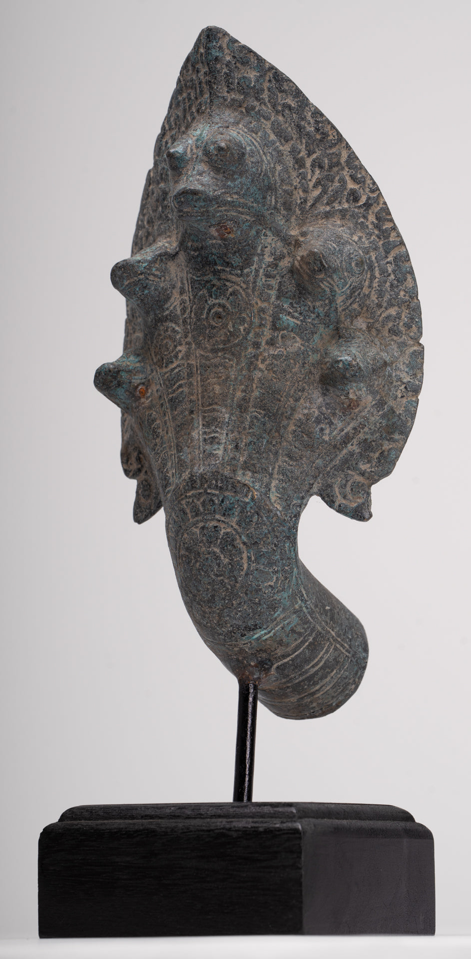 Naga Statue - Antique Khmer Style Bronze Protective Naga, Snake or Serpent Statue - 29cm/12"