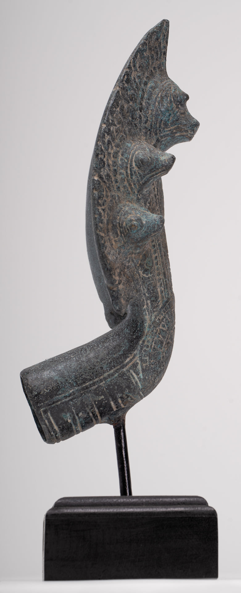 Naga Statue - Antique Khmer Style Bronze Protective Naga, Snake or Serpent Statue - 29cm/12"