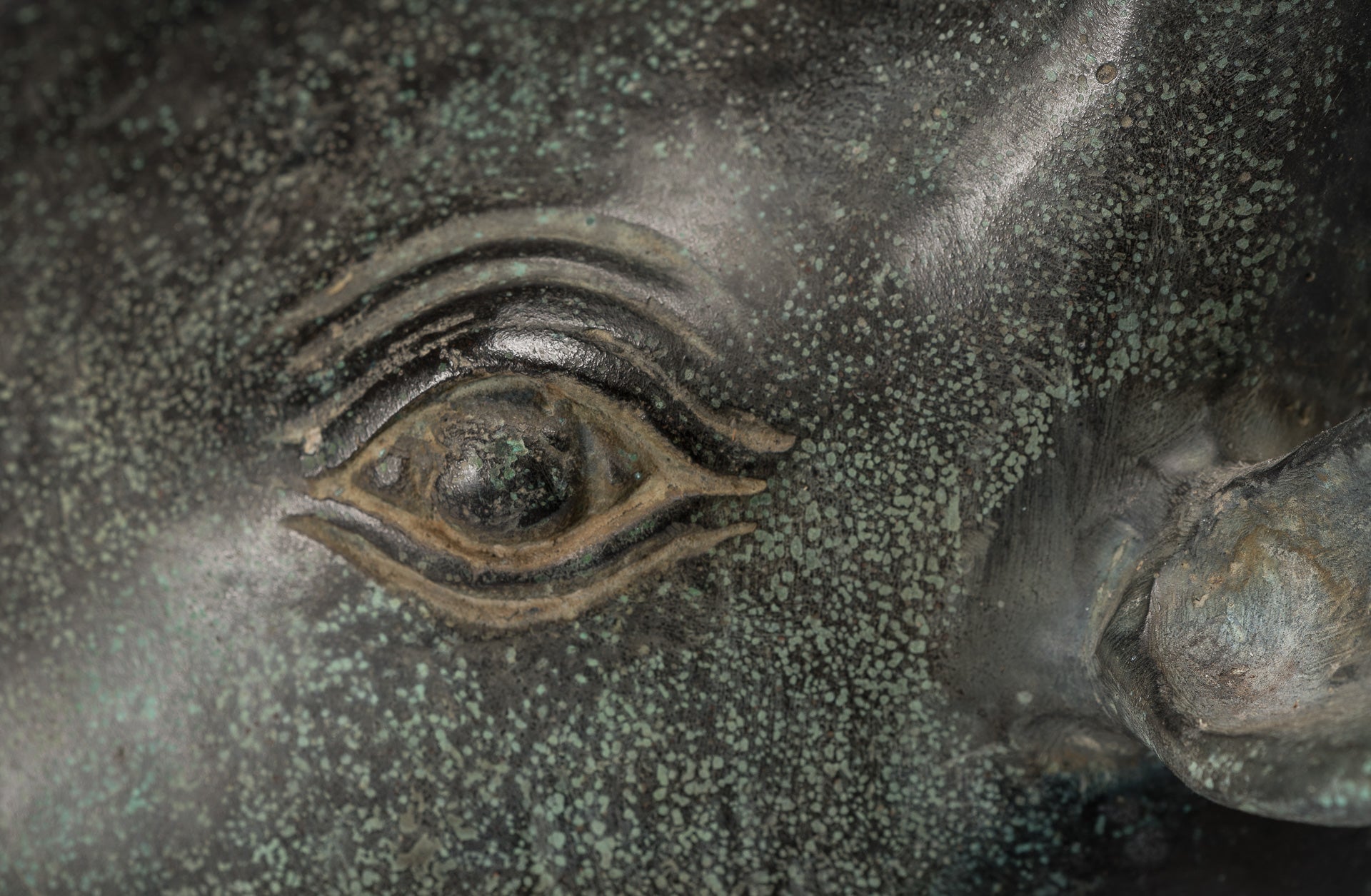 Statua Nandi in bronzo in stile Khmer antico - Monte di Shiva - 53 cm/21 "di lunghezza