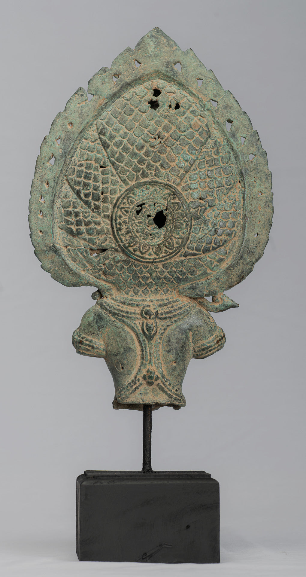 Apsara - Antique Khmer Style Bronze Angkor Wat Apsara & Naga Statue - 36 cm/14 "