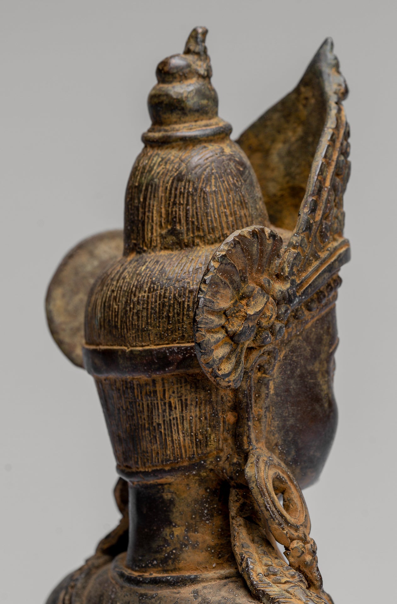 Tara Statue - Antique Java Style Indonesian Bronze Devi Tara Statue - 25cm/10"