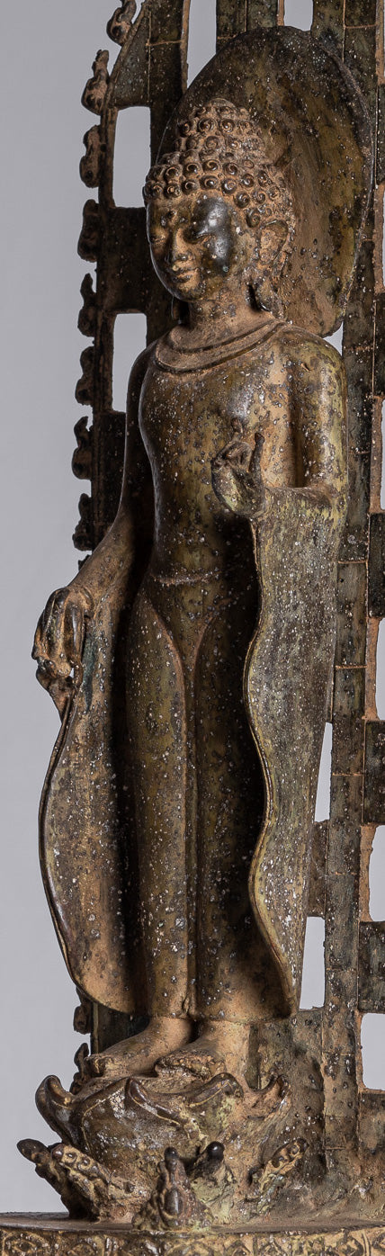 Statua Buddha - Antique in stile indonesiano Bronzo in piedi Java Teaching Buddha Statue - 39cm/16 "