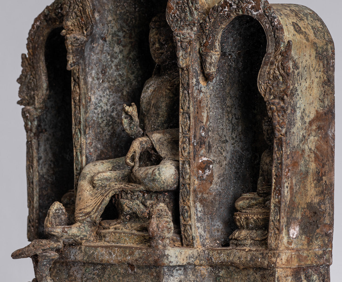 Statue de Bouddha – Statue de Bouddha d'enseignement javanais en bronze de style indonésien antique – 32 cm/13"