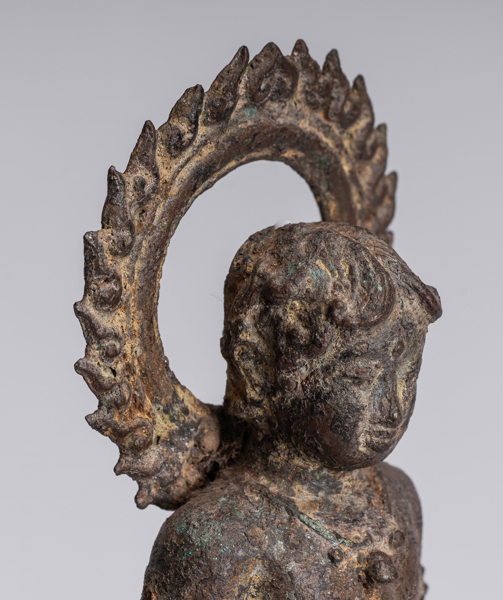 Devotee Statue - Antique Indonesian Style Bronze Javanese Devotee of Buddha Statue - 27cm/11"