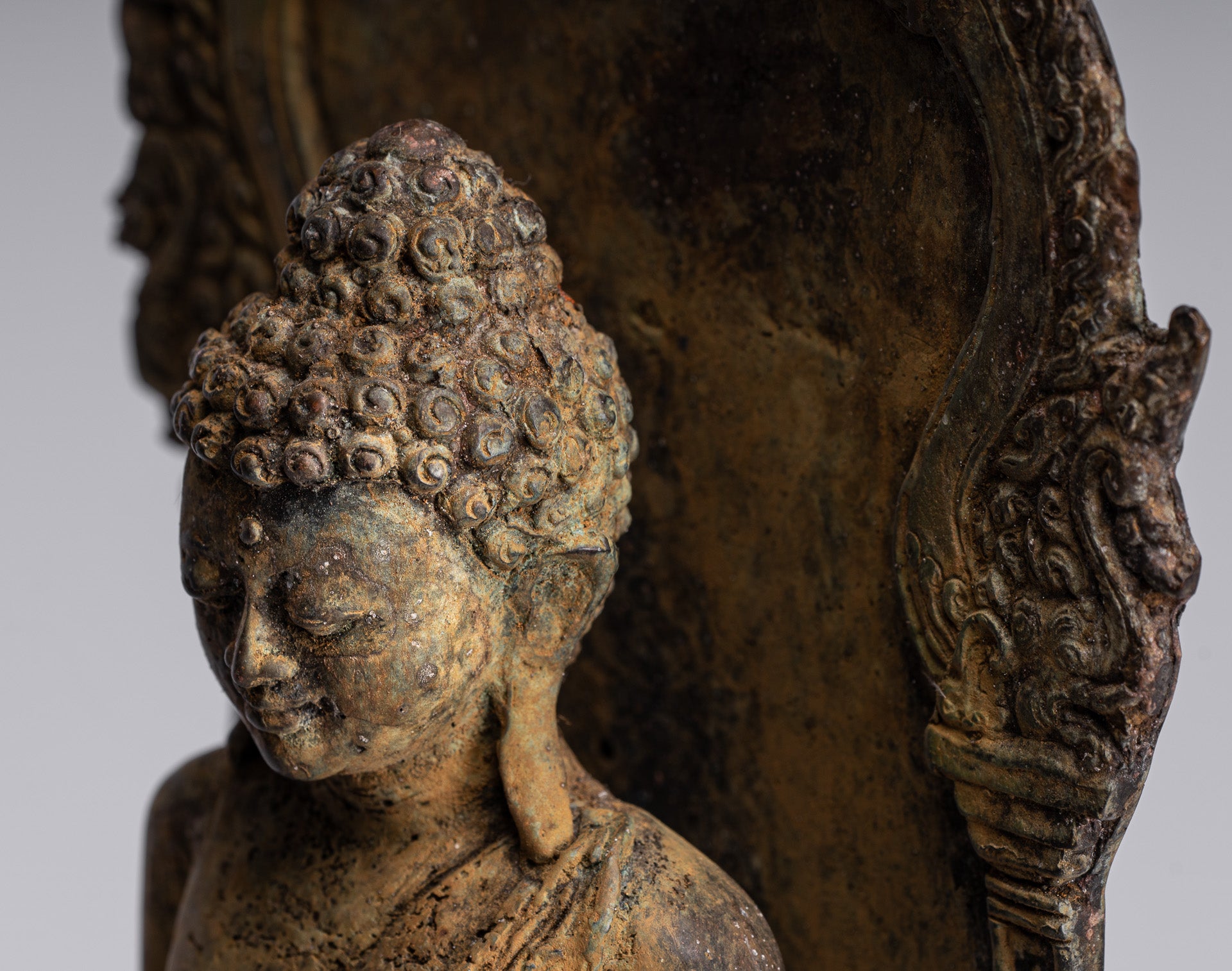 Estatua de Buda - Estilo indonesio antiguo de bronce de bronce Javanese Buda - 37 cm/15 "