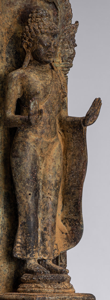 Estatua de Buda - Estilo indonesio antiguo de bronce de bronce Javanese Buda - 37 cm/15 "