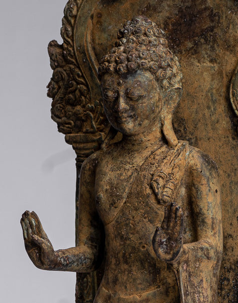 Estatua de Buda - Estilo indonesio antiguo de bronce de bronce Javanese Buda - 37 cm/15 "