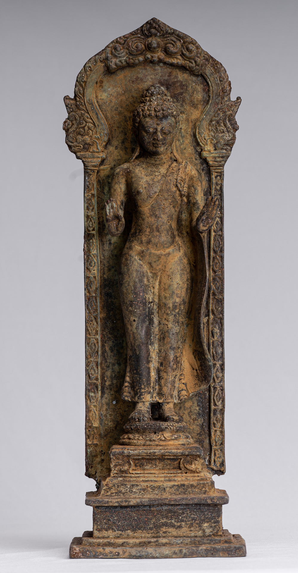 Estatua de Buda - Estilo indonesio antiguo de bronce de bronce Javanese Buda - 37 cm/15 "
