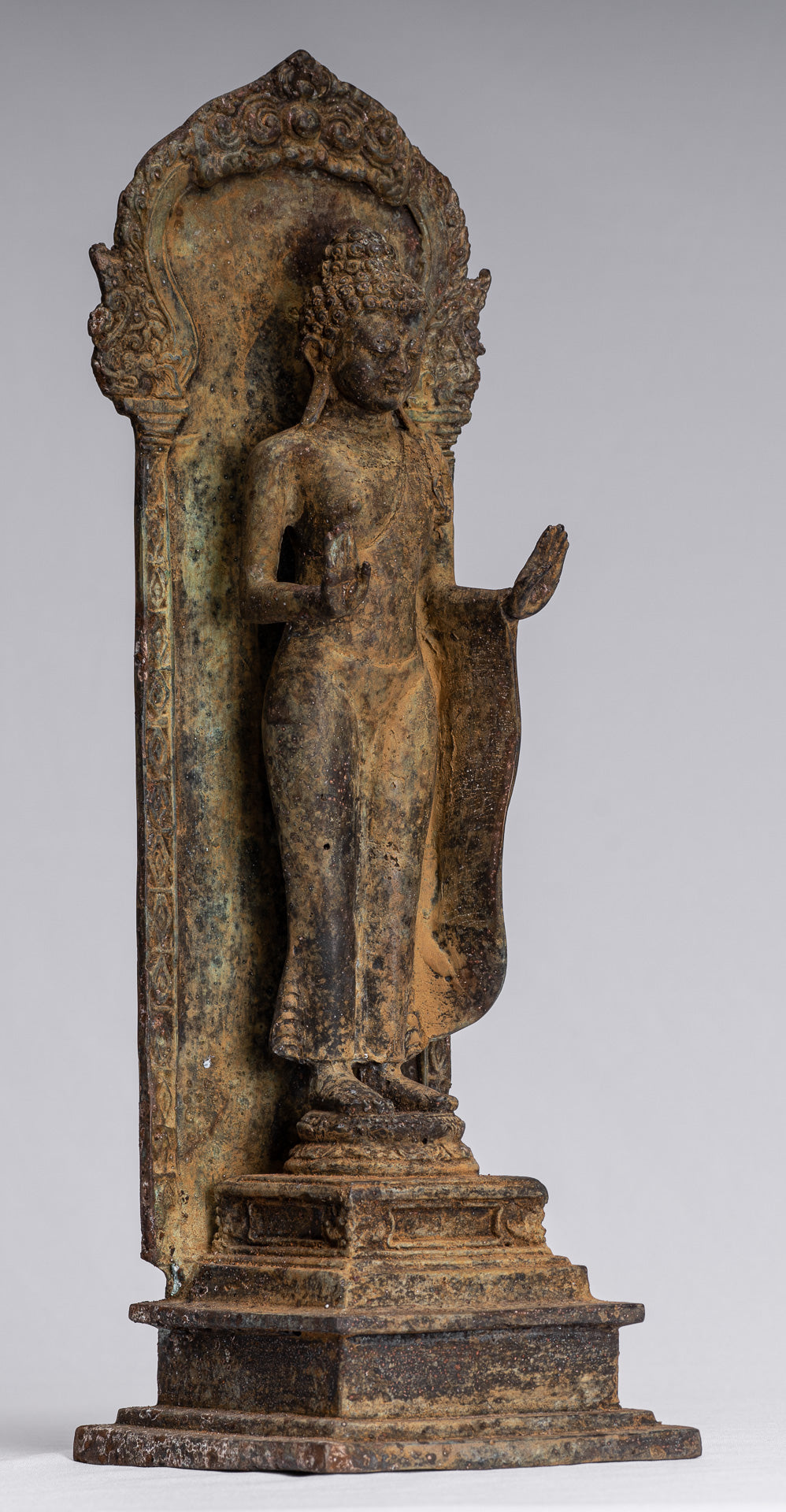 Estatua de Buda - Estilo indonesio antiguo de bronce de bronce Javanese Buda - 37 cm/15 "