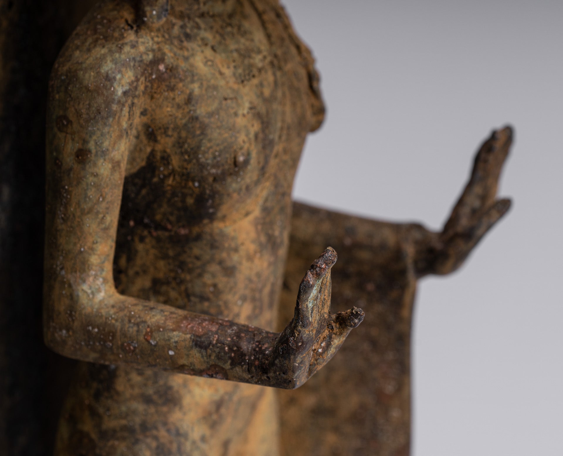 Estatua de Buda - Estilo indonesio antiguo de bronce de bronce Javanese Buda - 37 cm/15 "