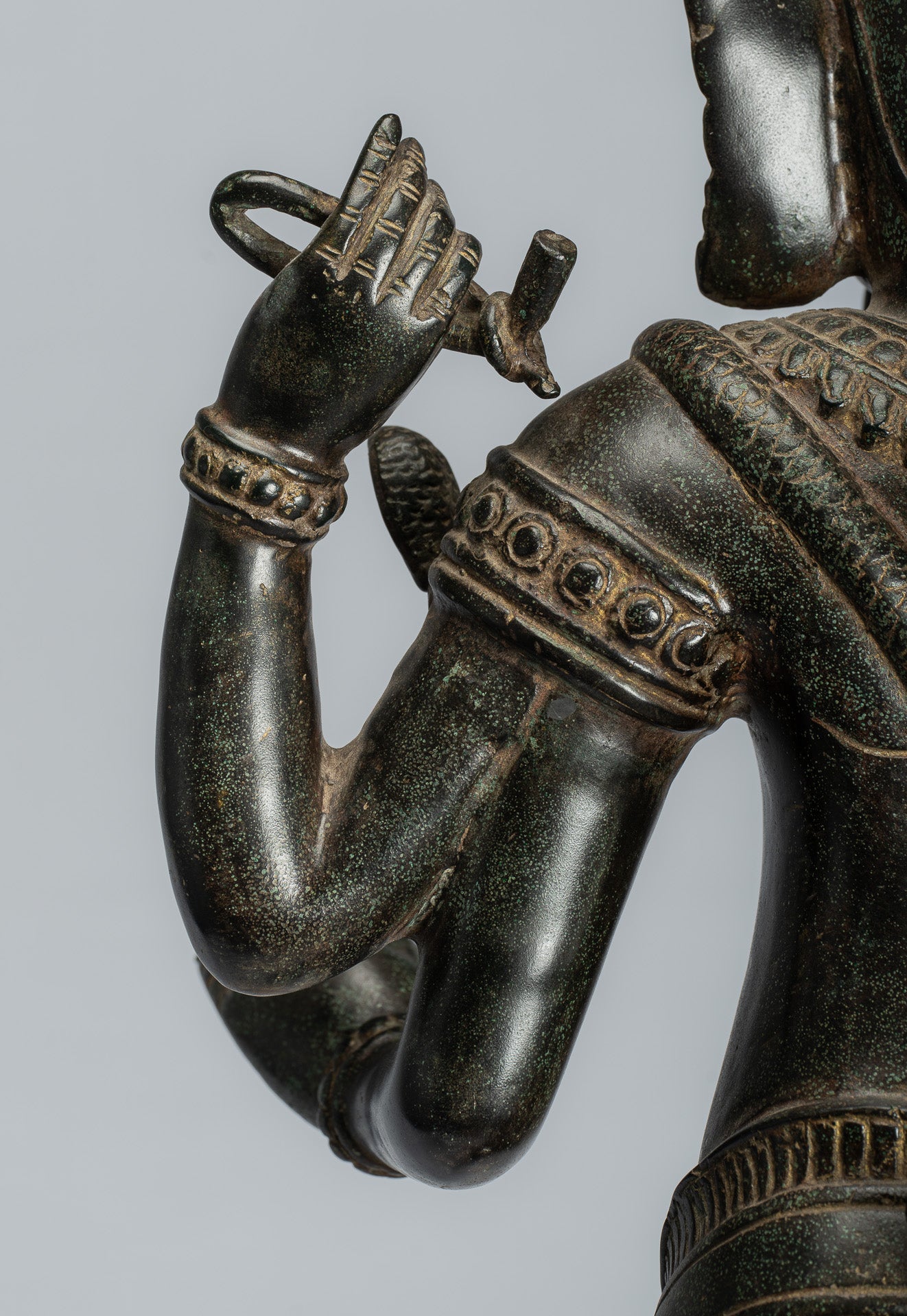 Ganesha Statue - Antique Khmer Style Standing Bronze Angkor Wat Ganesha Statue and Yoni - 88cm/35"