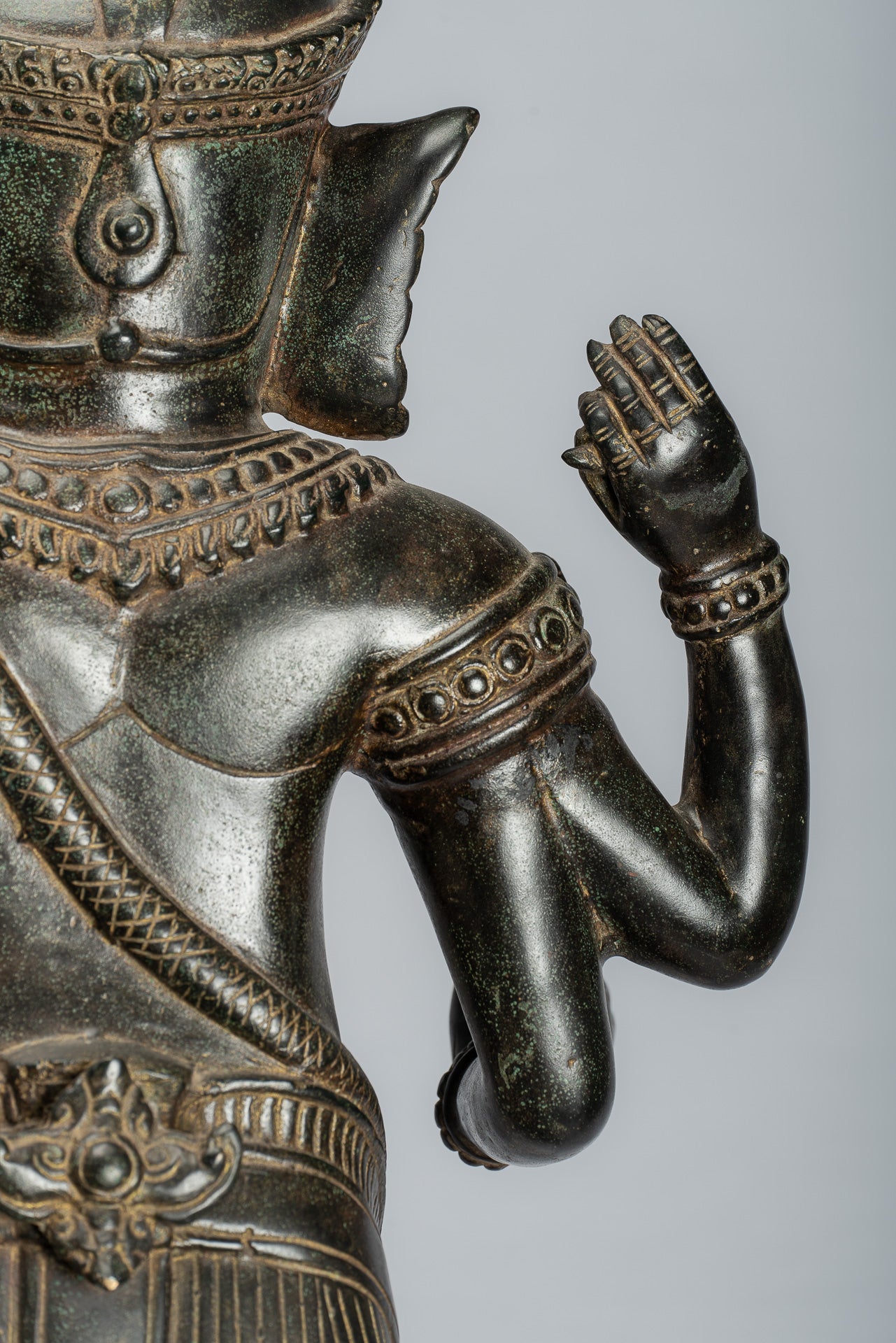 Ganesha Statue - Antique Khmer Style Standing Bronze Angkor Wat Ganesha Statue and Yoni - 88cm/35"