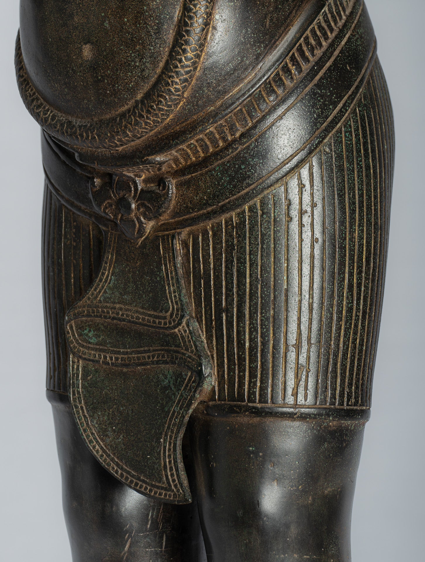 Ganesha Statue - Antique Khmer Style Standing Bronze Angkor Wat Ganesha Statue and Yoni - 88cm/35"