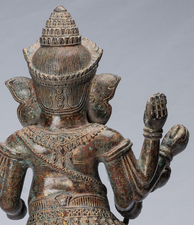 Statue Ganesha - Statua di Ganesh in bronzo di bronzo in stile khmer - 61 cm/24 "