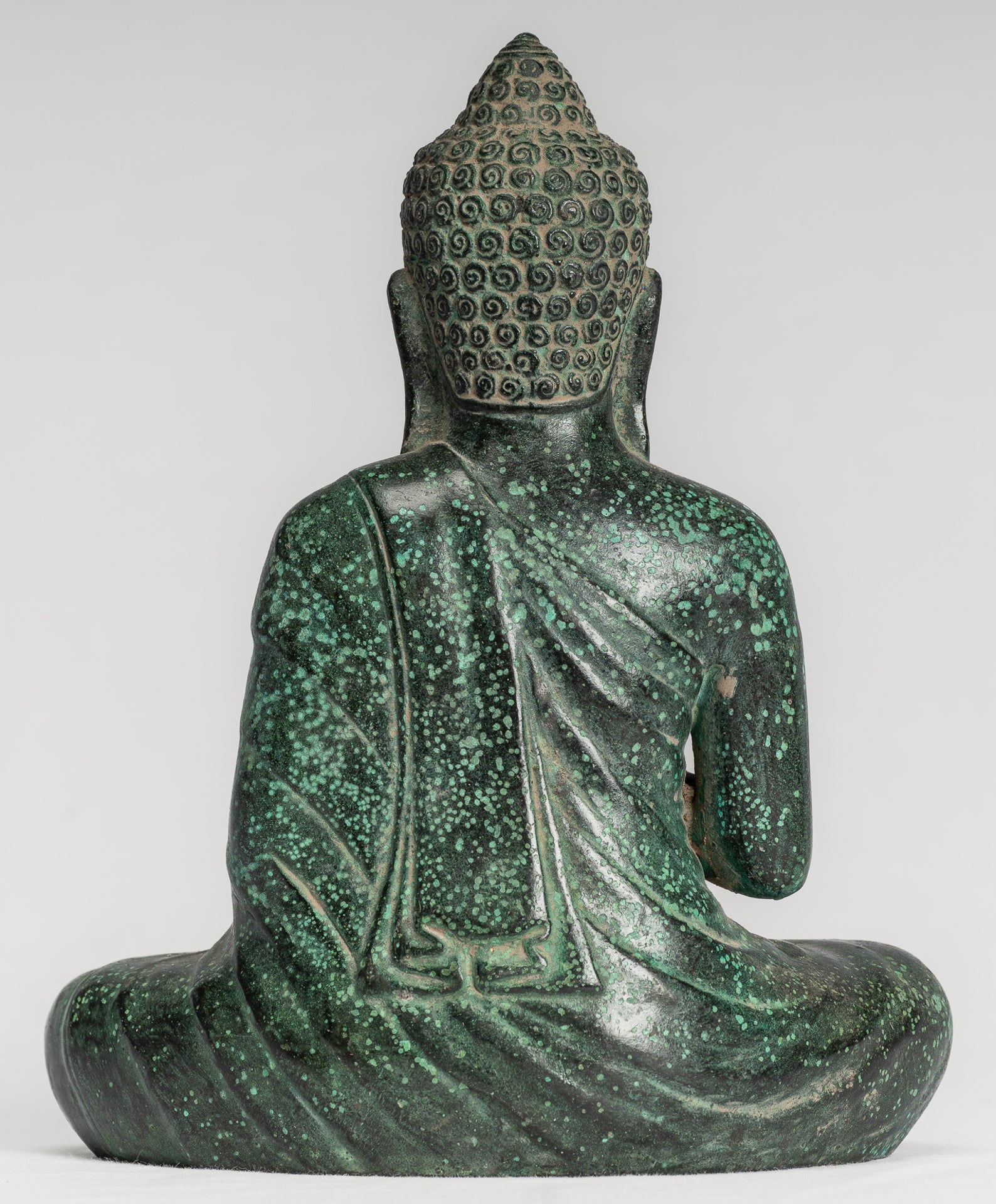 Buddha Statue - Buddha - Antique Khmer Style Seated Bronze Teaching Buddha Statue - 20cm/8"