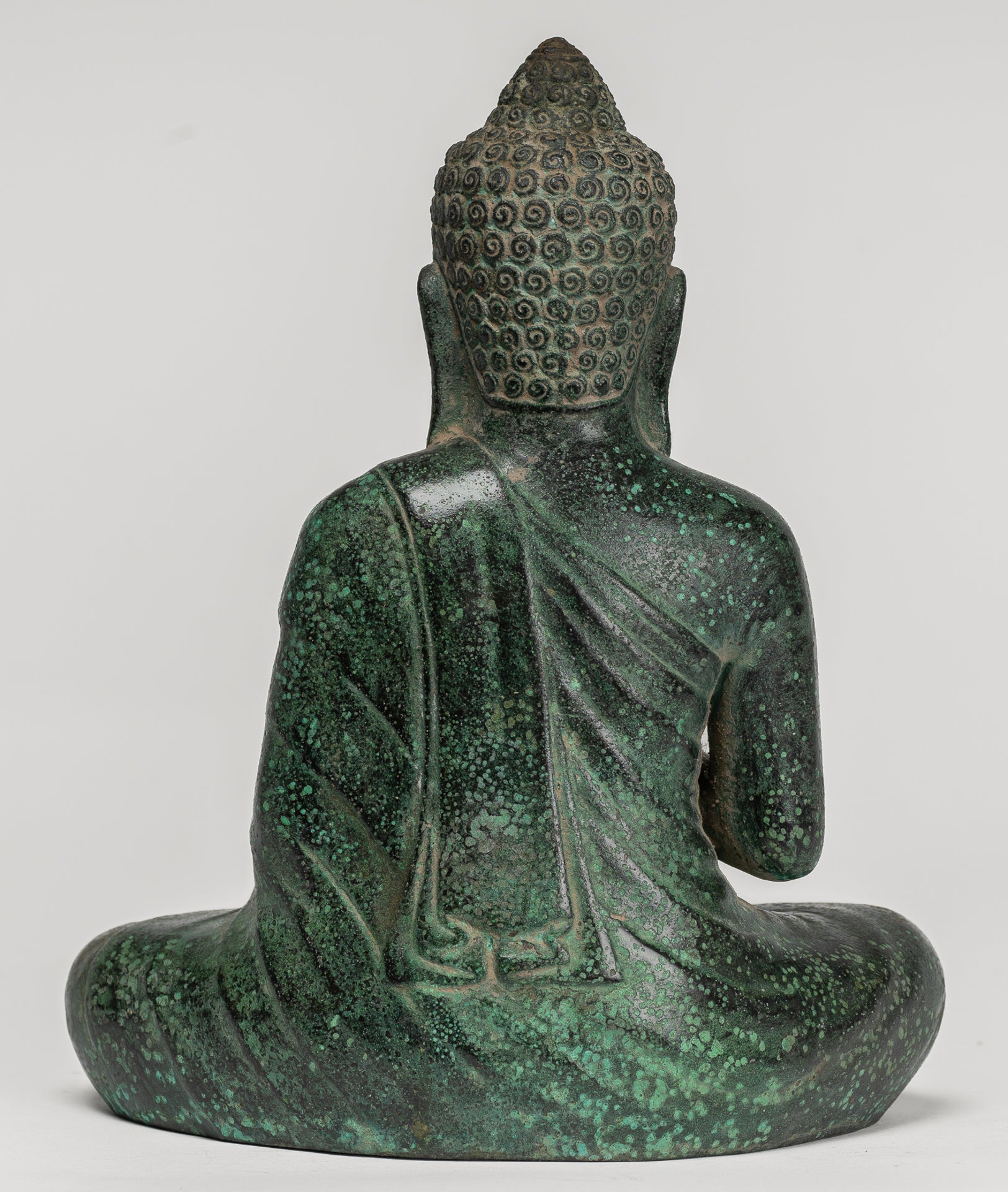 Buddha Statue - Buddha - Antique Khmer Style Seated Bronze Teaching Buddha Statue - 20cm/8"