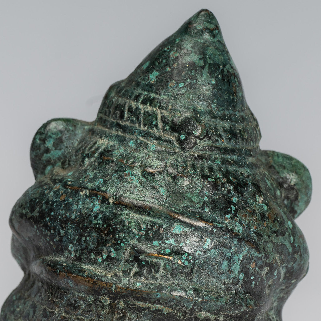 Antique Khmer Style Bronze Seated Round Elephant Statue - 10cm/4" Tall