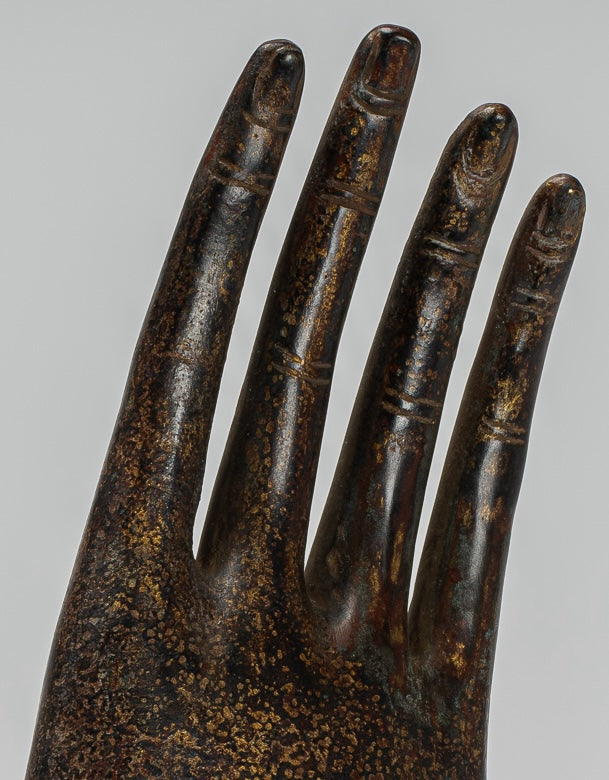 Antique Thai Style Southeast Asia Mounted Bronze Protection Thai Hand - 27cm/11"