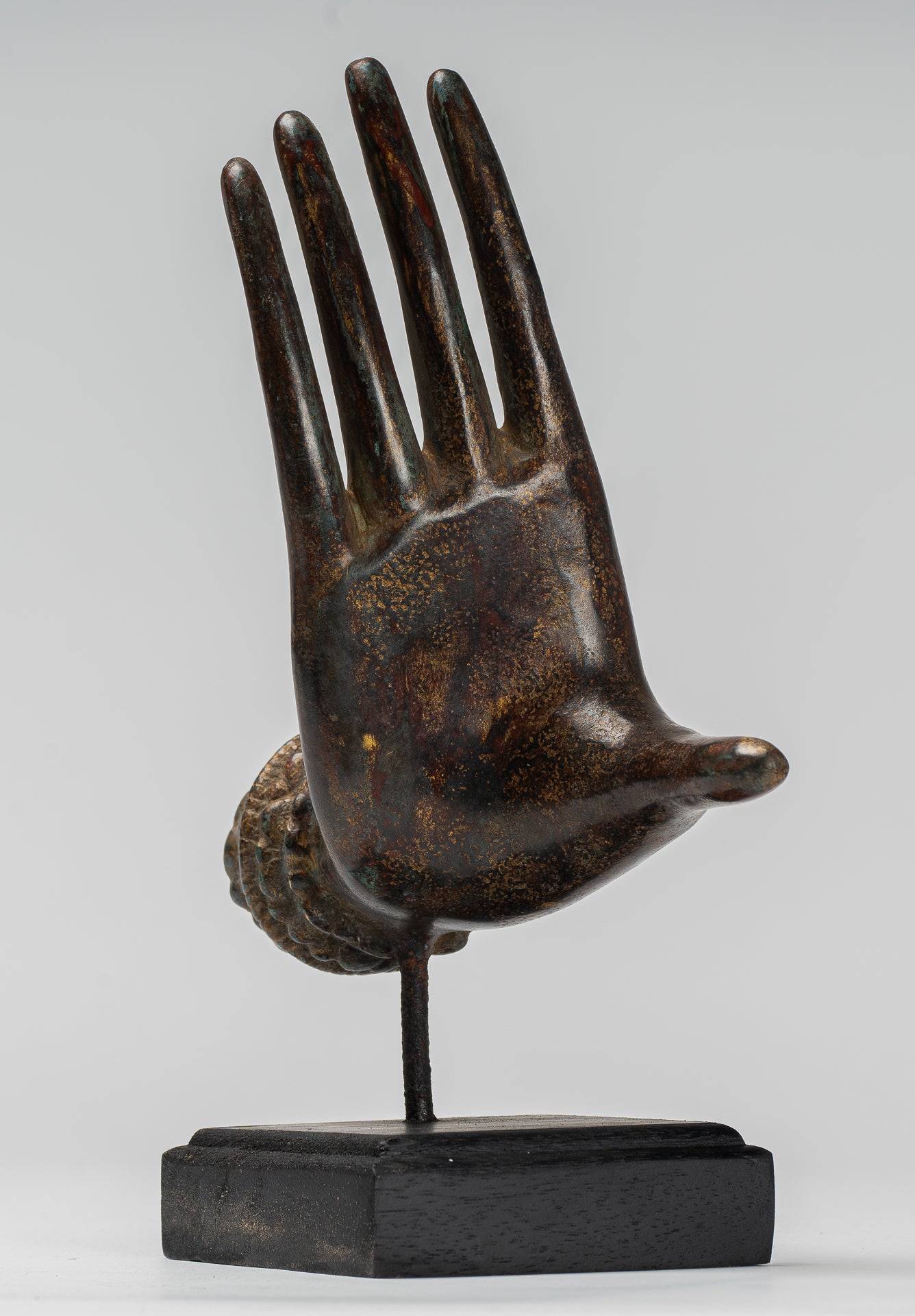 Antique Thai Style Southeast Asia Mounted Bronze Protection Thai Hand - 27cm/11"