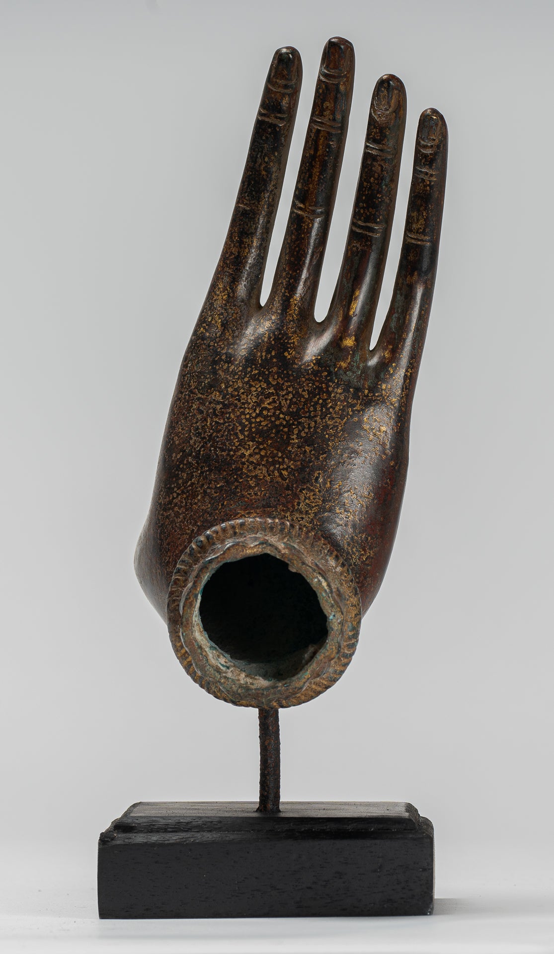 Antique Thai Style Southeast Asia Mounted Bronze Protection Thai Hand - 27cm/11"