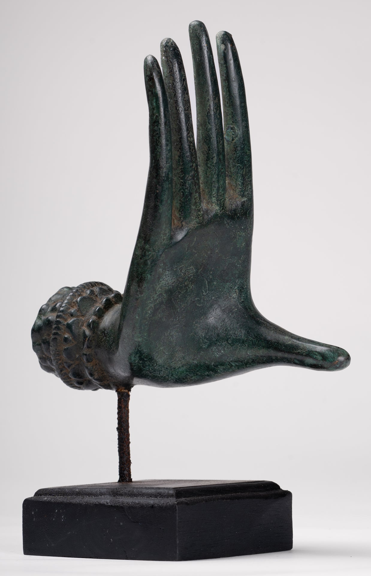 Antique Thai Style Southeast Asia Mounted Bronze Protection Thai Hand - 27cm/11"