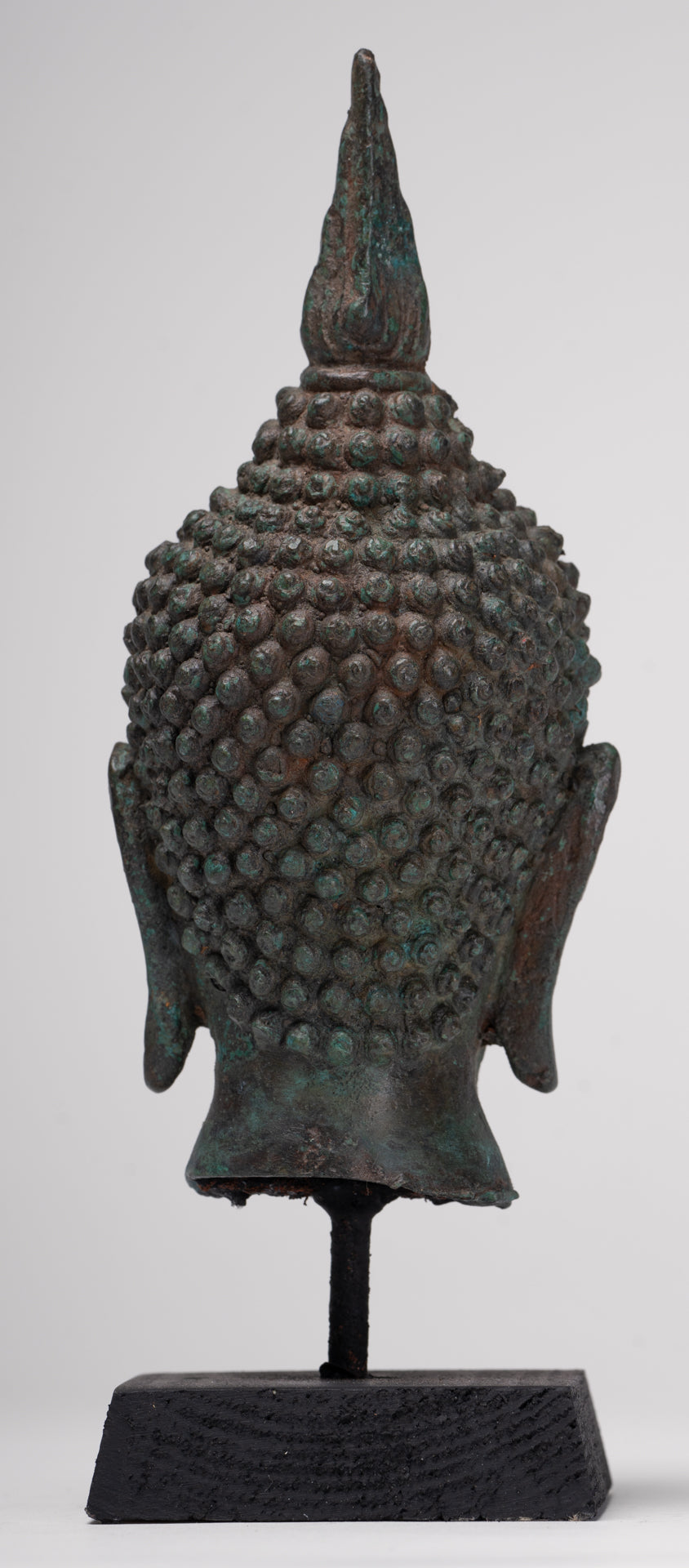 Antique Thai Style Sukhothai Mounted Bronze Buddha Head - 22.5cm/9"