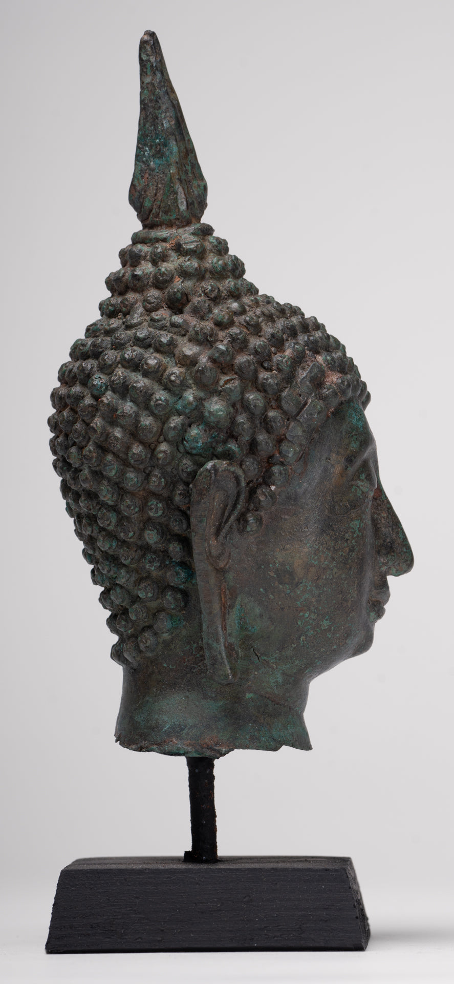 Antique Thai Style Sukhothai Mounted Bronze Buddha Head - 22.5cm/9"