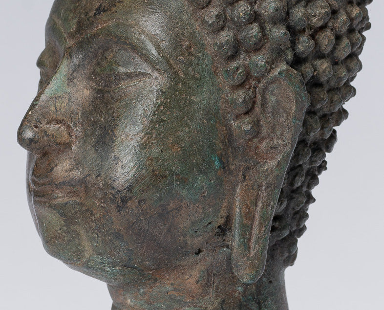 Cabeza de Buda - Cabeza de Buda de Bronce Montado de Chiang Saen de estilo Thai Saen - 16 cm/6 "