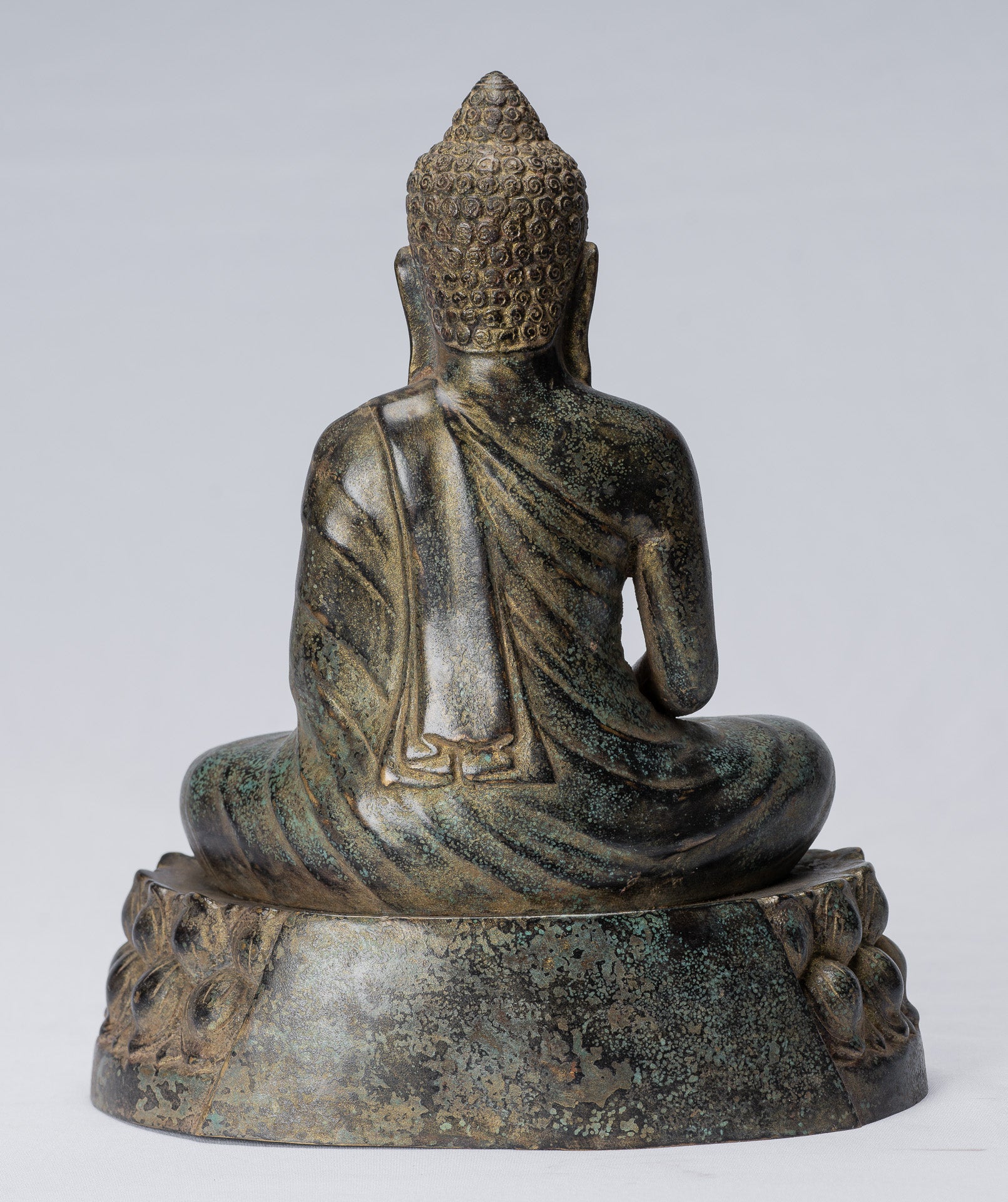Statue de Bouddha - Bouddha - Statue de Bouddha de méditation assis en bronze de style khmer antique - 25 cm/10"