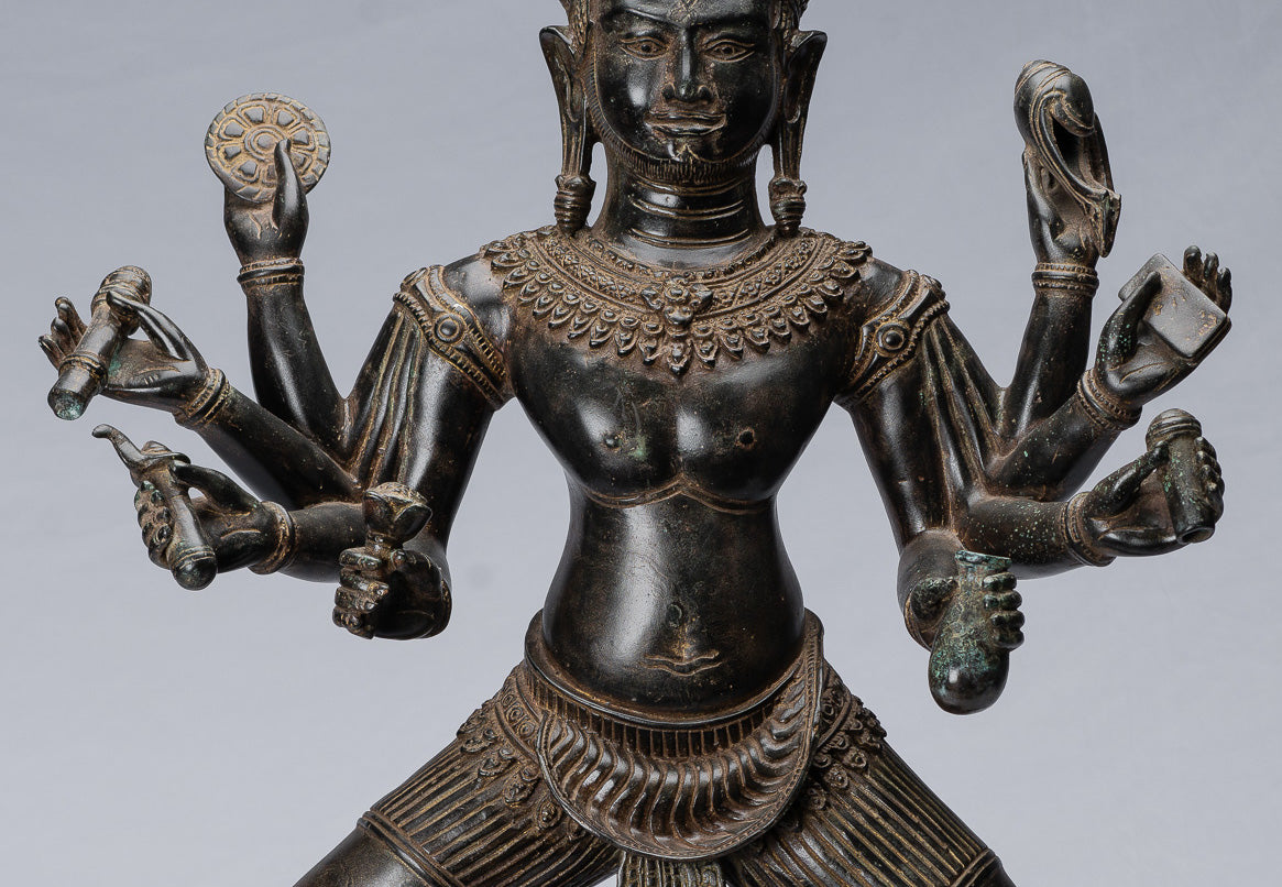 Antique Khmer Style Bronzo Angkor Wat Bodhisattva Avalokitesvara Statua - 69 cm/28 "