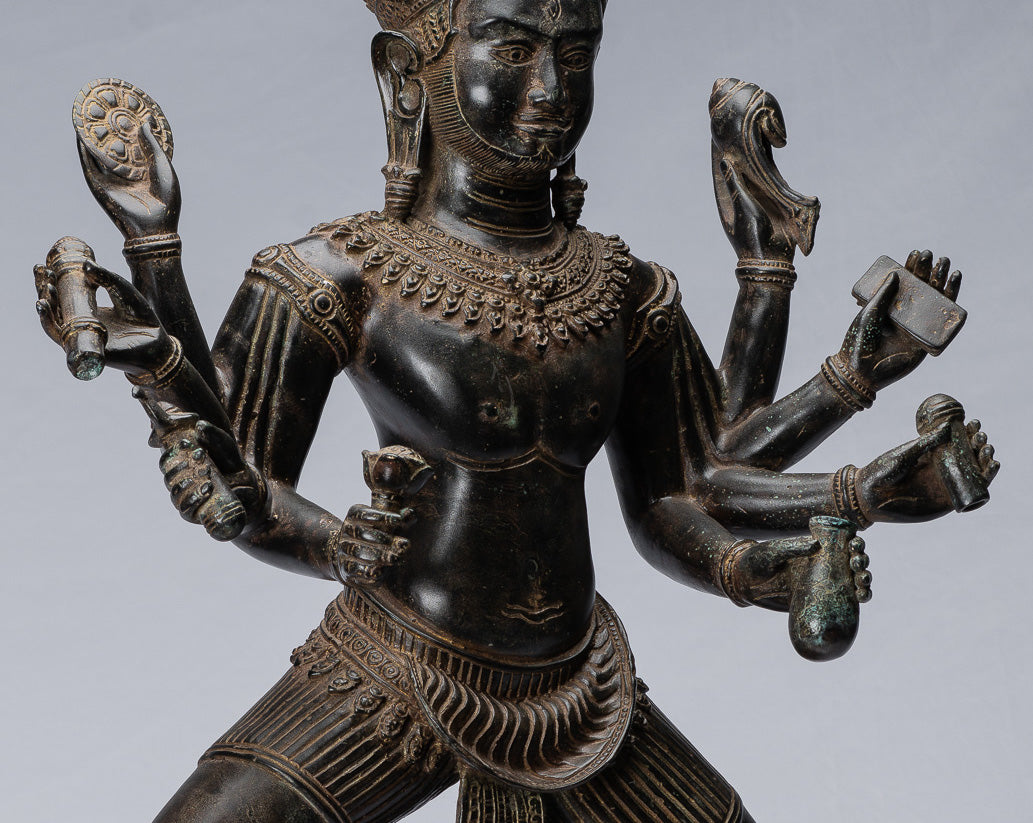 Antique Khmer Style Bronzo Angkor Wat Bodhisattva Avalokitesvara Statua - 69 cm/28 "