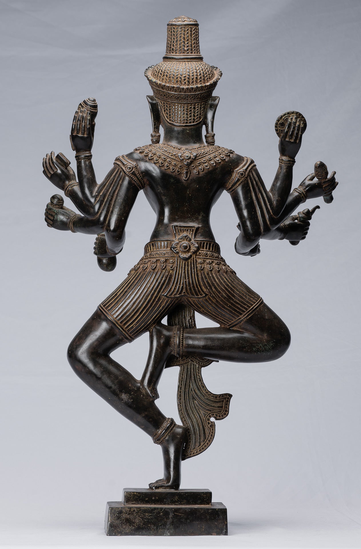 Antique Khmer Style Bronzo Angkor Wat Bodhisattva Avalokitesvara Statua - 69 cm/28 "