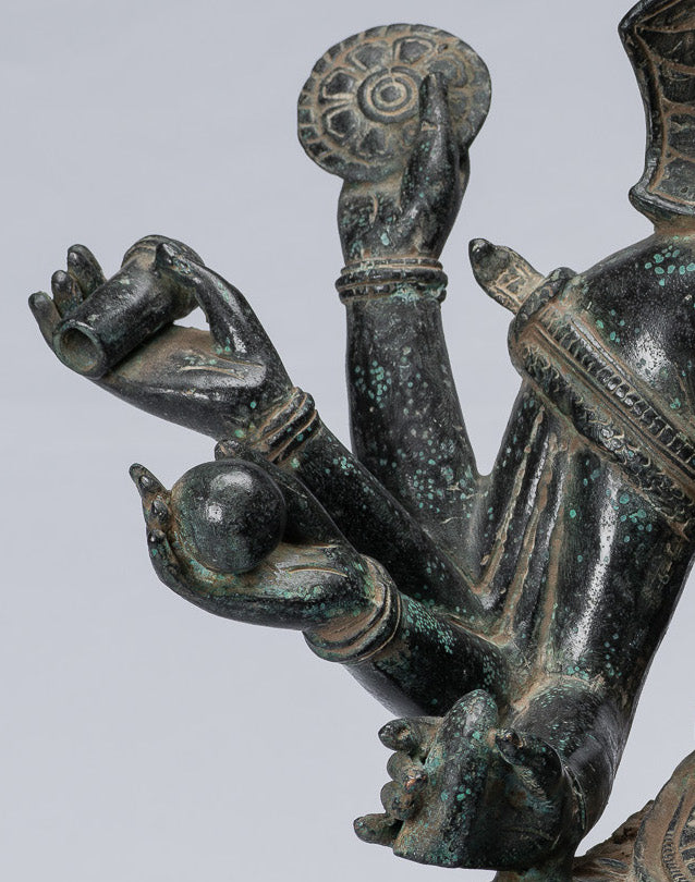 Ganesha-Statue – antike Bayon-Bronze im Khmer-Stil, sitzende achtarmige Ganesh-Statue – 38 cm.