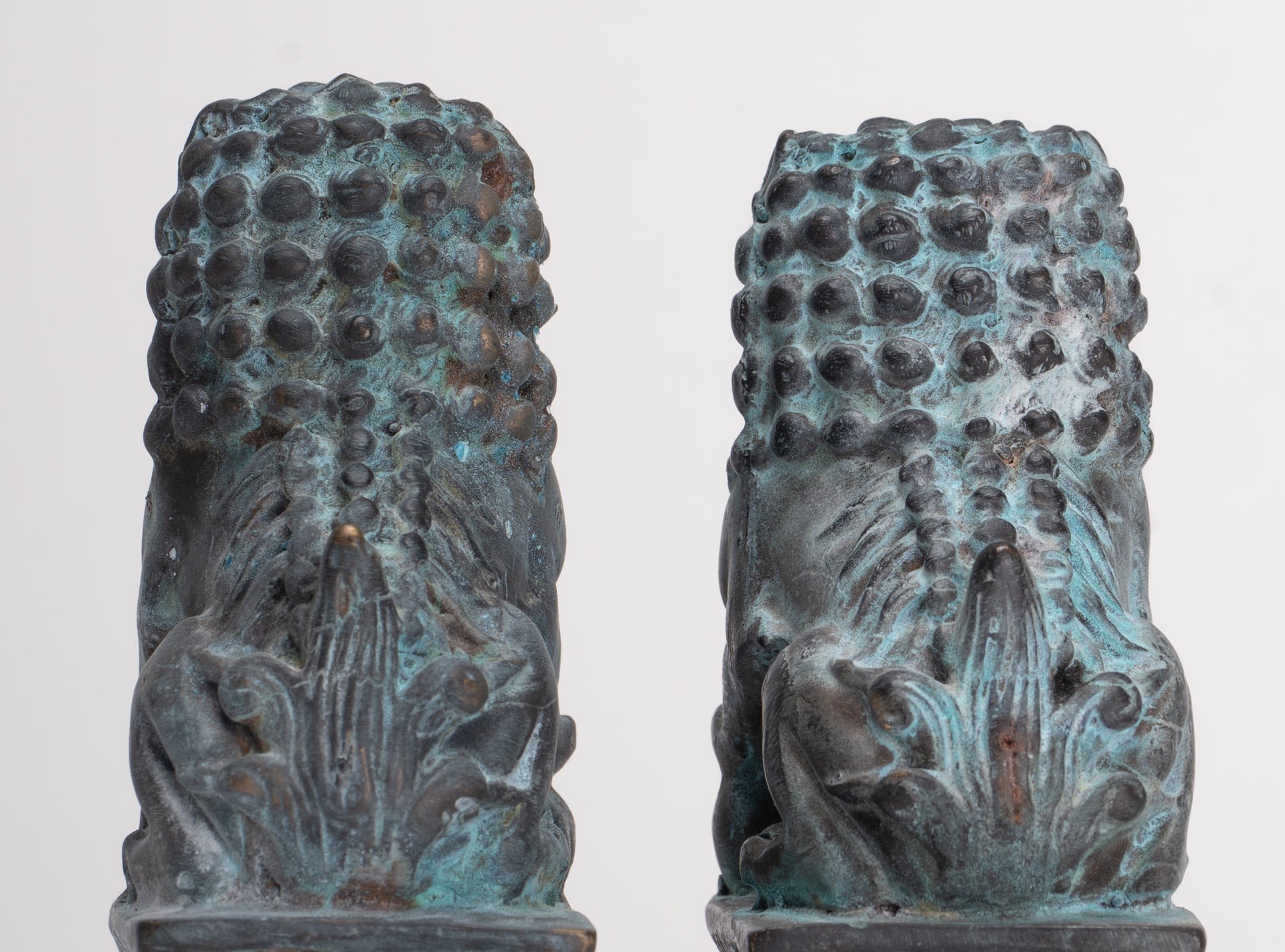 Antique Chinese Style Temple Guardian Lions Shishi Lions Foo Dogs Imperial Lions (Pair) - 10.5cm/4"