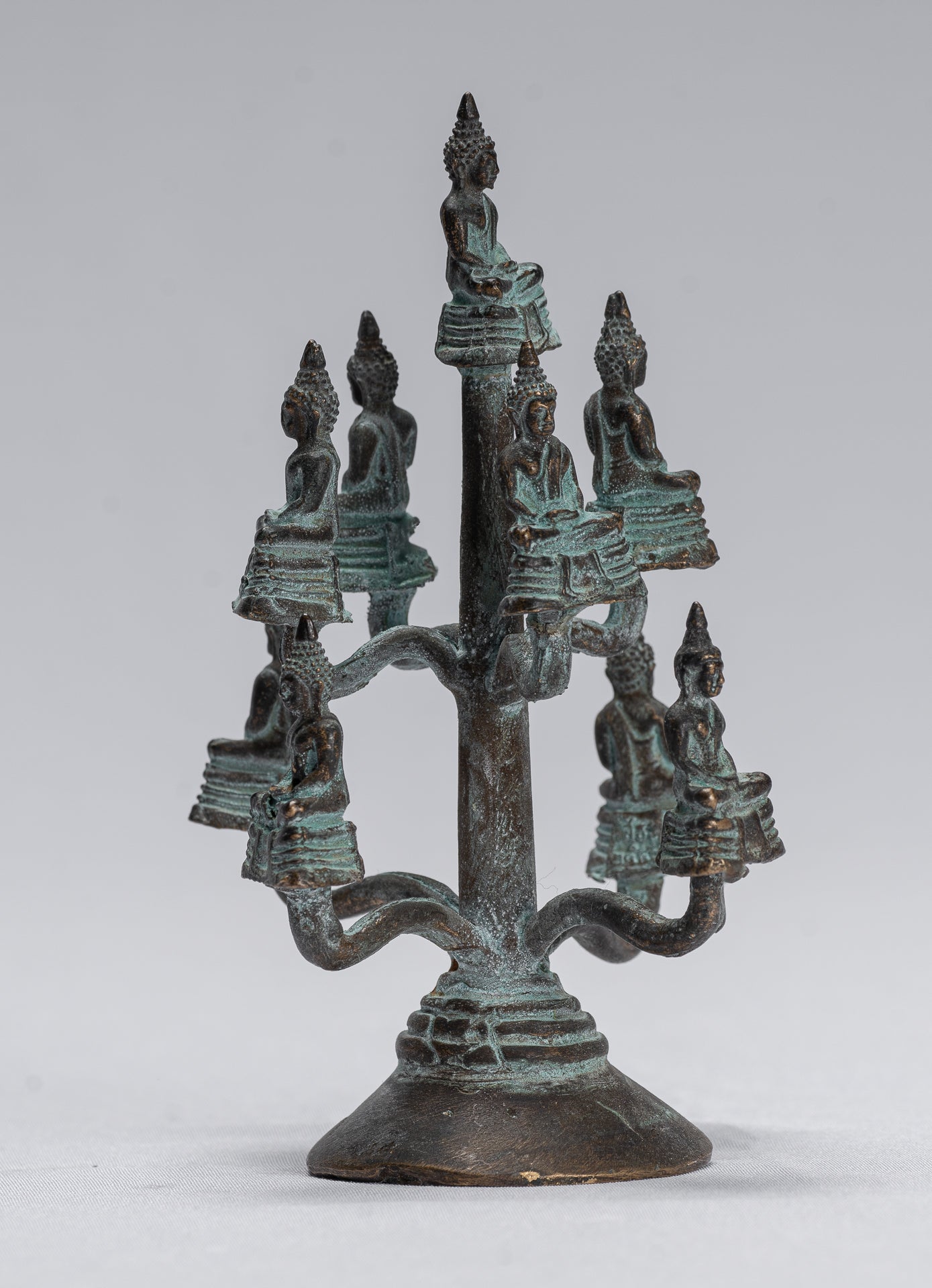 Buddha Sculpture - Antique Thai Thai Bronze Meditazione seduta statue di Buddha - 14 cm/6 "