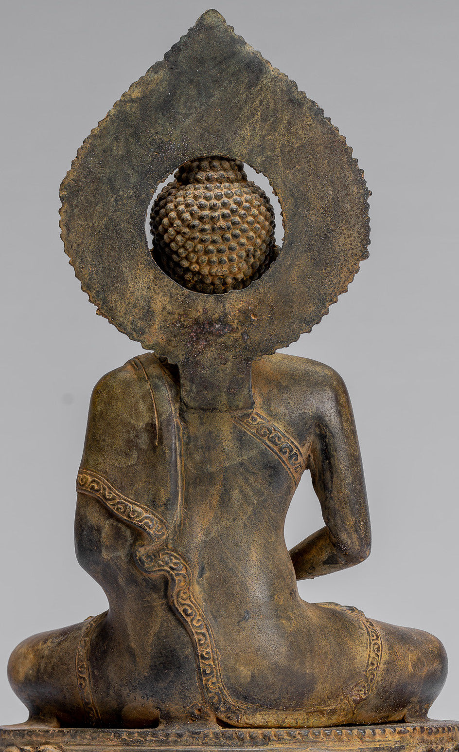 Estatua de Buda - Estatua de Buda Javanese de bronce de estilo indonesio antiguo - 32 cm/13 "