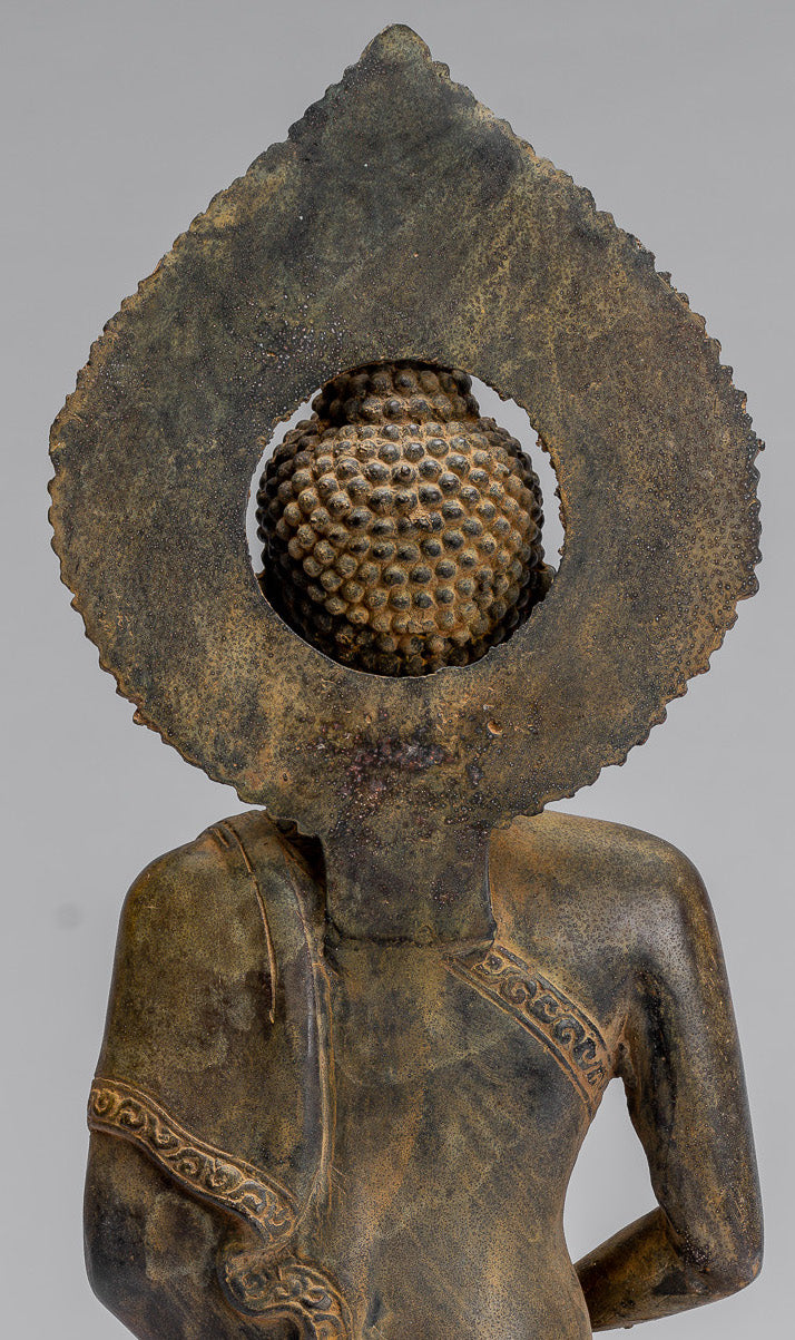 Estatua de Buda - Estatua de Buda Javanese de bronce de estilo indonesio antiguo - 32 cm/13 "