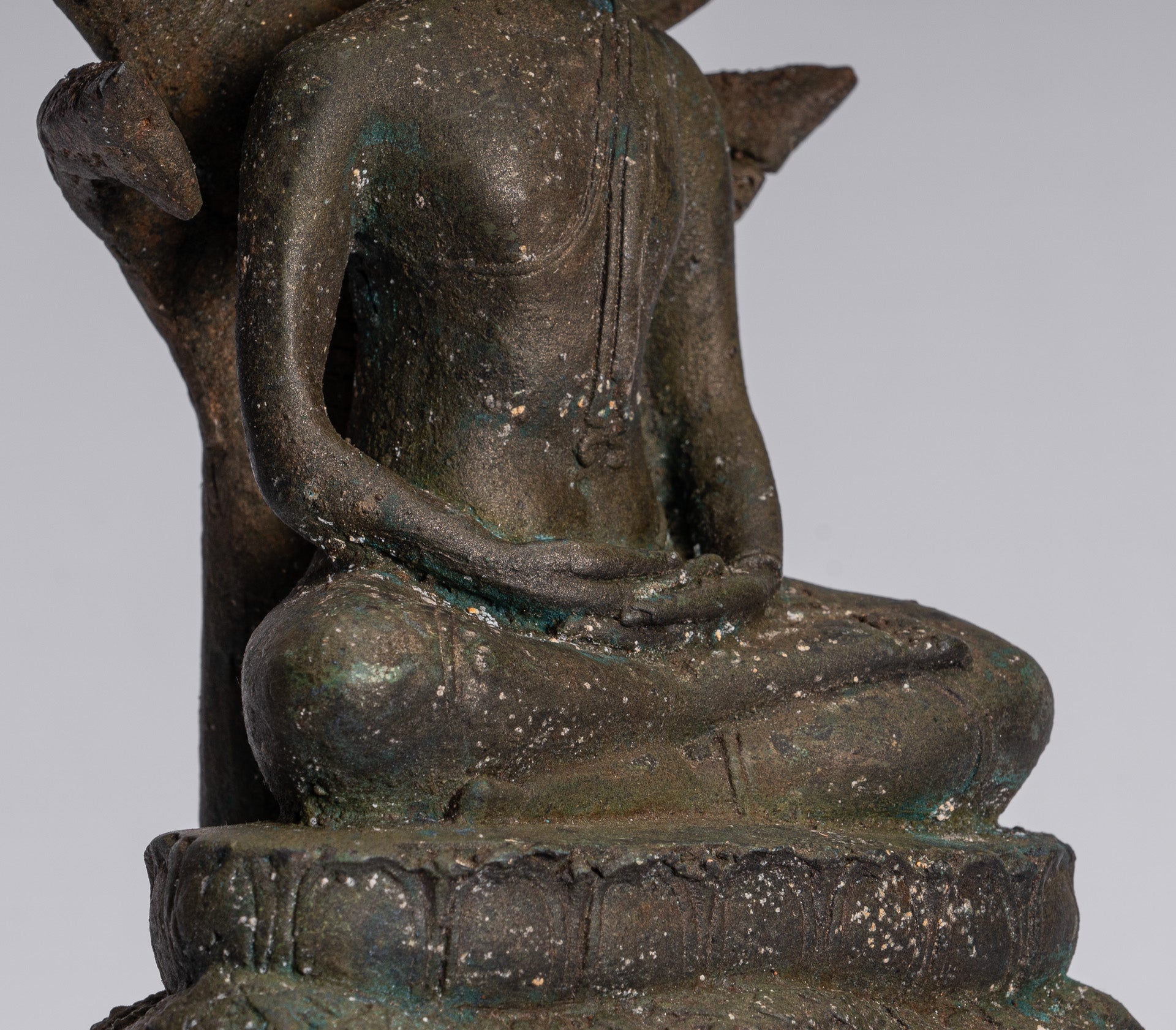 Buddha Statue-Antike Sukhothai Stil Bronze Meditation Naga Buddha Statue-32cm/13 "