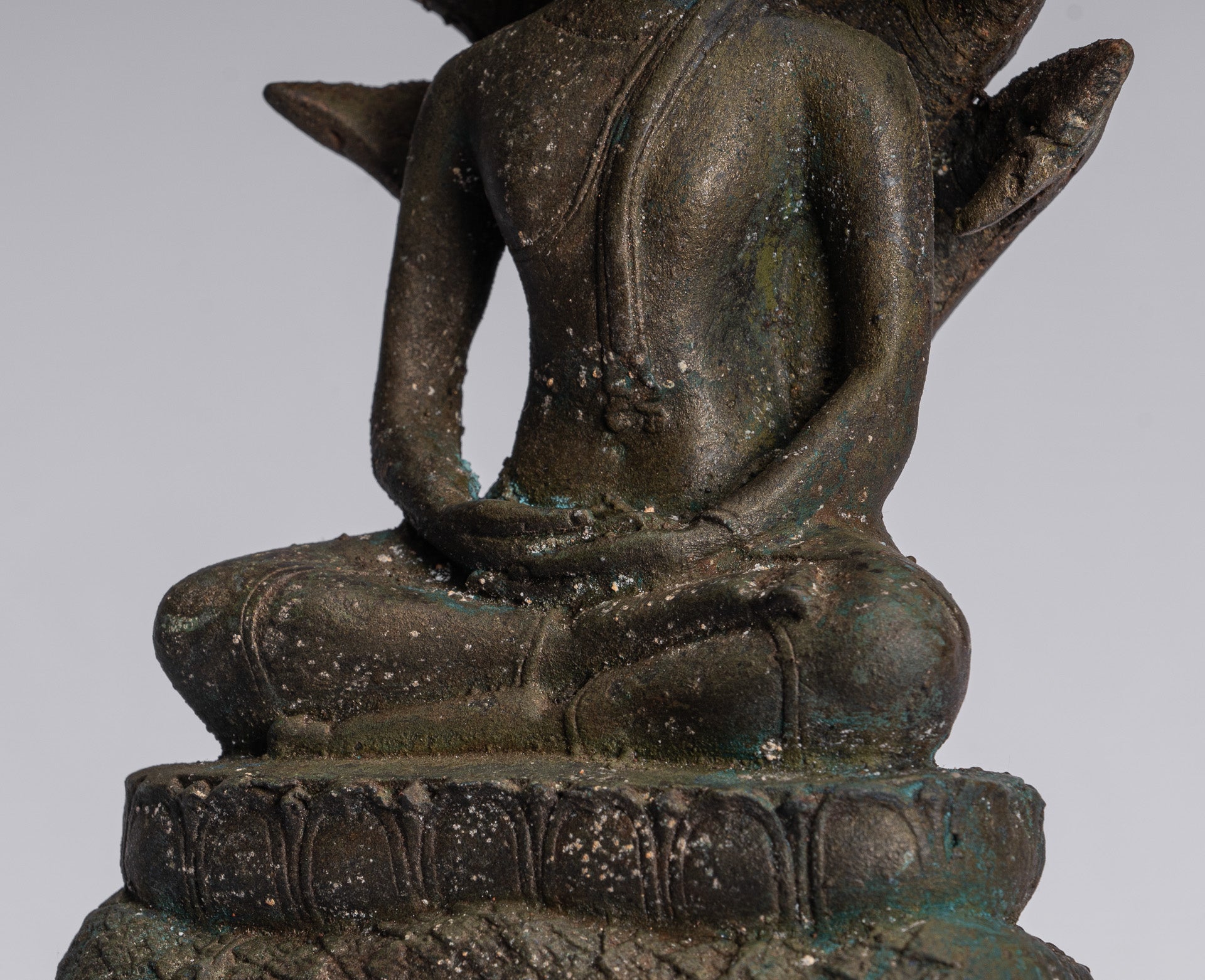 Buddha Statue-Antike Sukhothai Stil Bronze Meditation Naga Buddha Statue-32cm/13 "