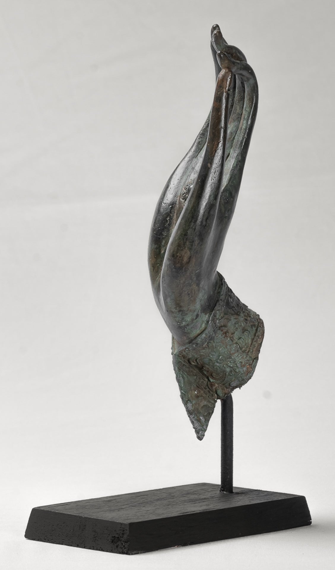 Mounted Antique Thai Style Southeast Asia Bronze Thai Teaching Hand - 33cm/13"