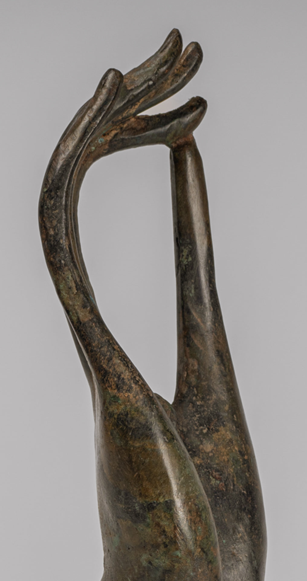 Mounted Antique Thai Style Southeast Asia Bronze Thai Teaching Hand - 33cm/13"