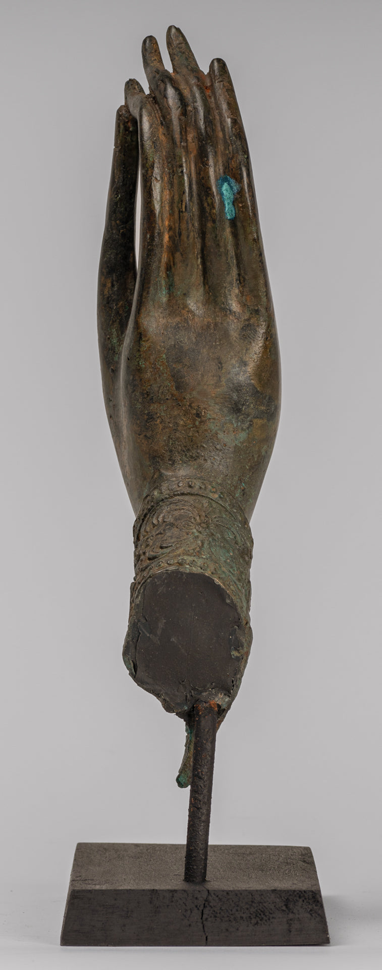 Mounted Antique Thai Style Southeast Asia Bronze Thai Teaching Hand - 33cm/13"