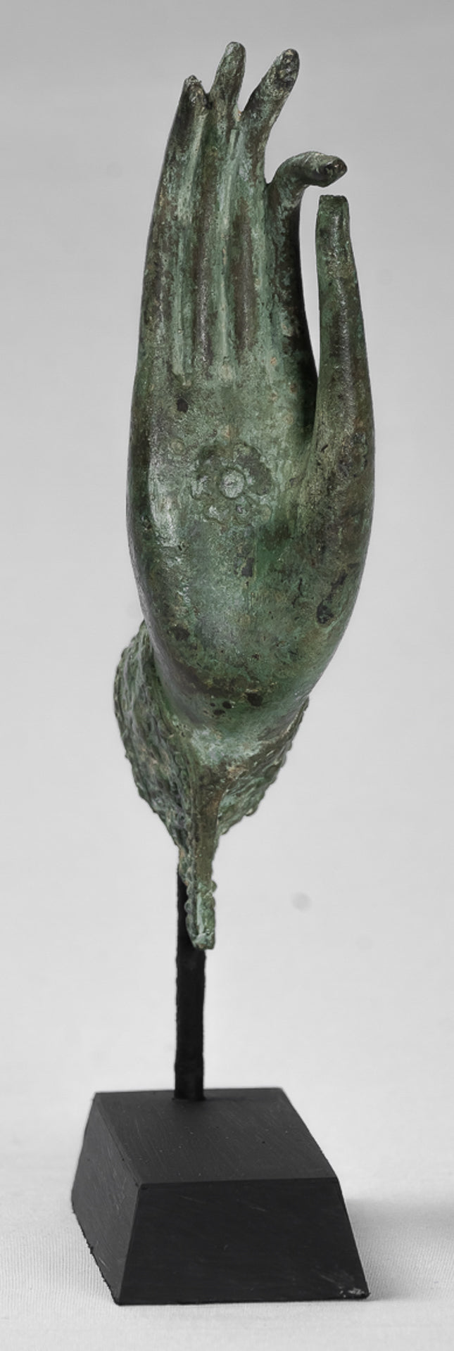 Mounted Antique Thai Style Southeast Asia Bronze Thai Teaching Hand - 23cm/9"