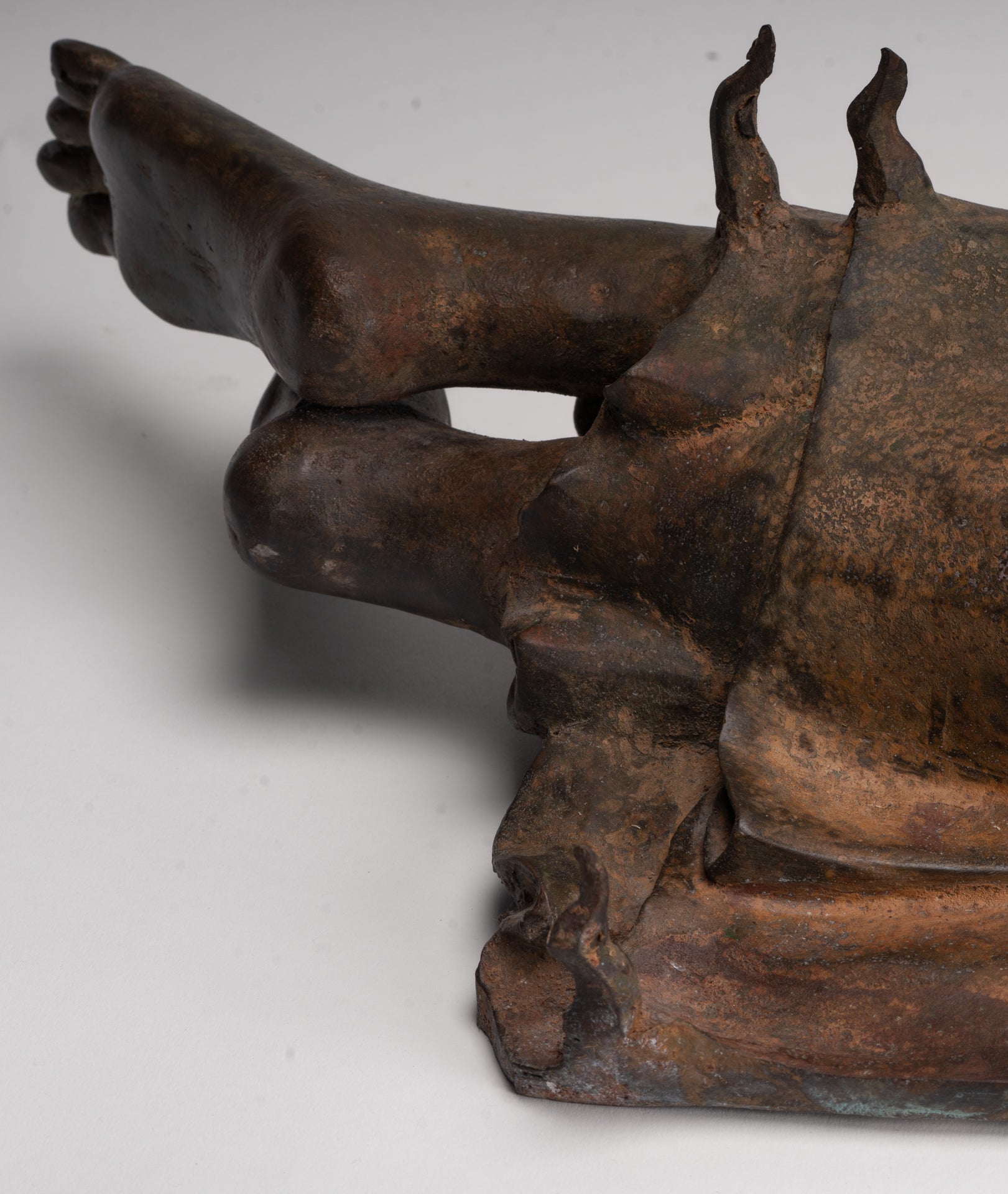 Antique Thai Style Bronze Sukhothai Reclining Nirvana Buddha Statue - 107cm/43"