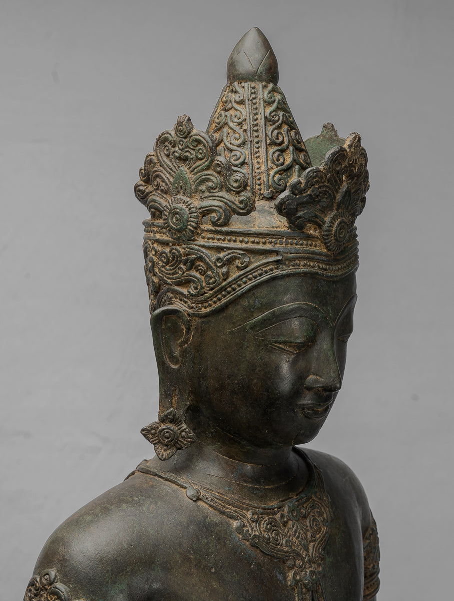 Buddha Statue - Antique Chiang Saen Style Royal Teaching Buddha Statue - 87cm/35"